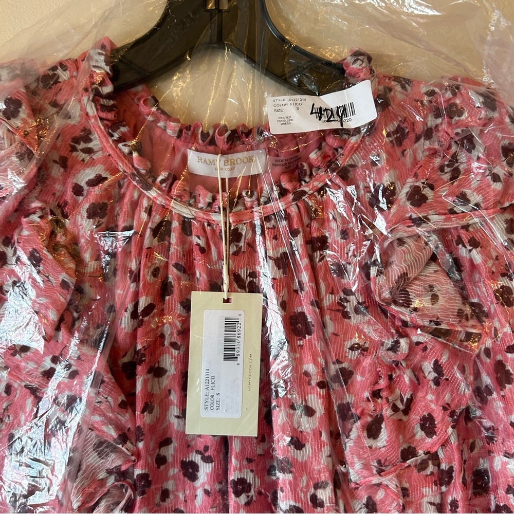 Ramy Brook Penelope Floral Pink Ruffled Dress small - Picture 7 of 8